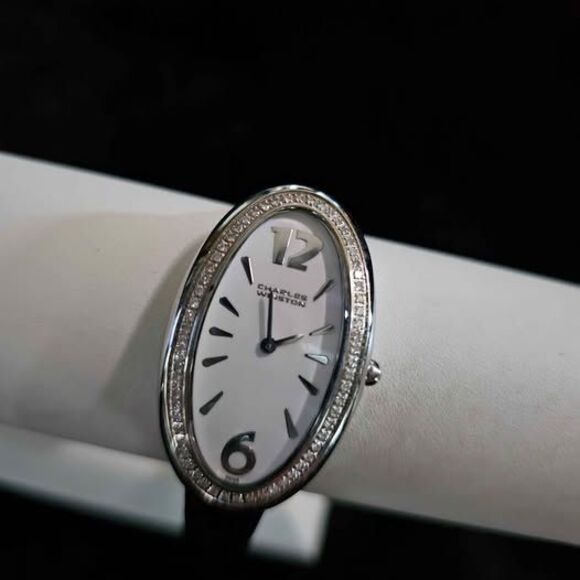 Charles Winston ladies Paris tank watch with diamond bezel main image 6
